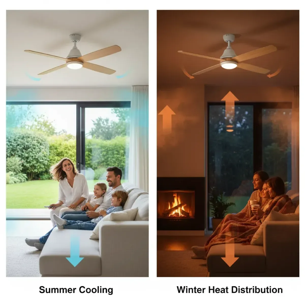 Ceiling Fans: Summer Cooling and Winter Heat Distribution