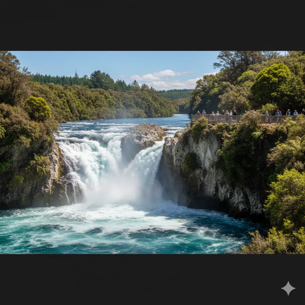 The Huka Falls Push Through 220,000 Liters Per Second