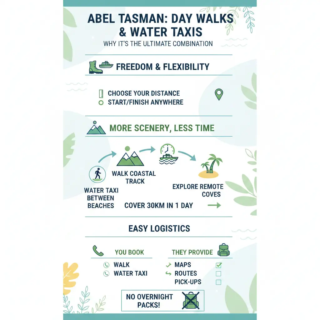 Infographic: Abel Tasman: Day Walks and Water Taxis — key facts and figures at a glance