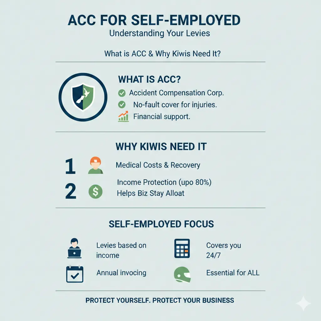 Infographic: ACC for Self-Employed: Understanding Your Levies — key facts and figures at a glance