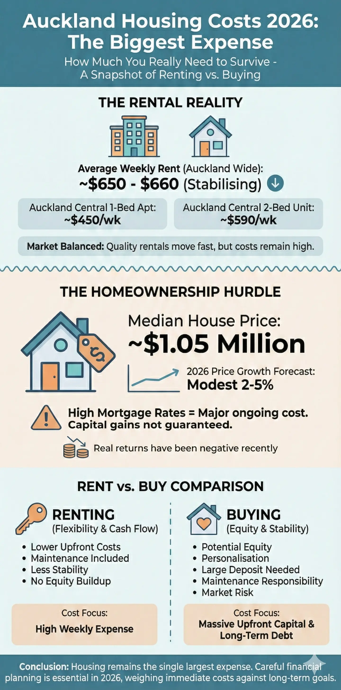 Infographic: Auckland Cost of Living 2026: How Much You Really Need to Survive — key facts and figures at a glance
