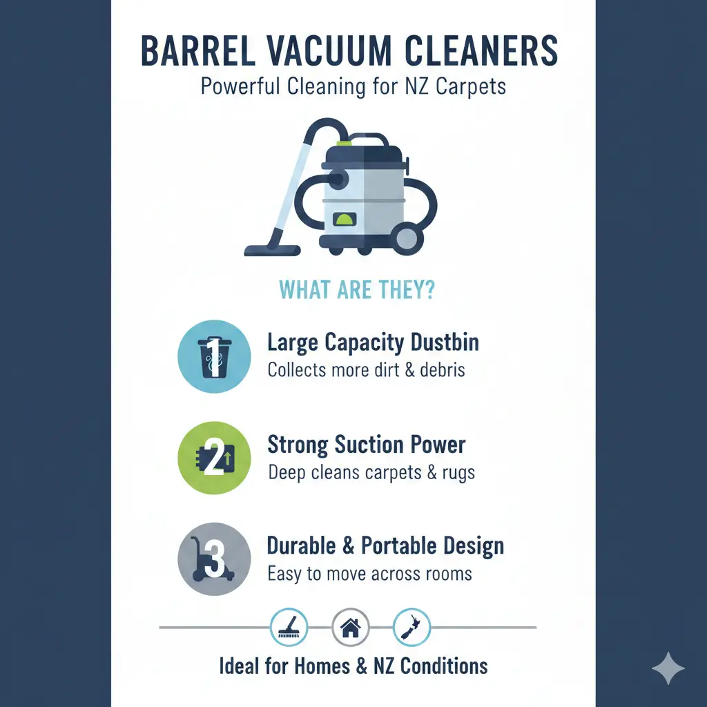 Infographic: Barrel Vacuum Cleaners: Powerful Cleaning for NZ Carpets — key facts and figures at a glance