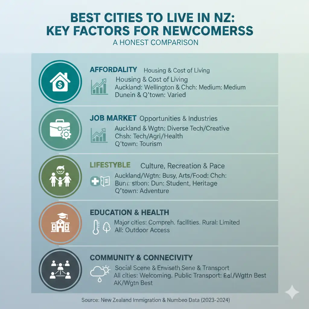 Infographic: Best Cities to Live in NZ: A Honest Comparison for Newcomers — key facts and figures at a glance