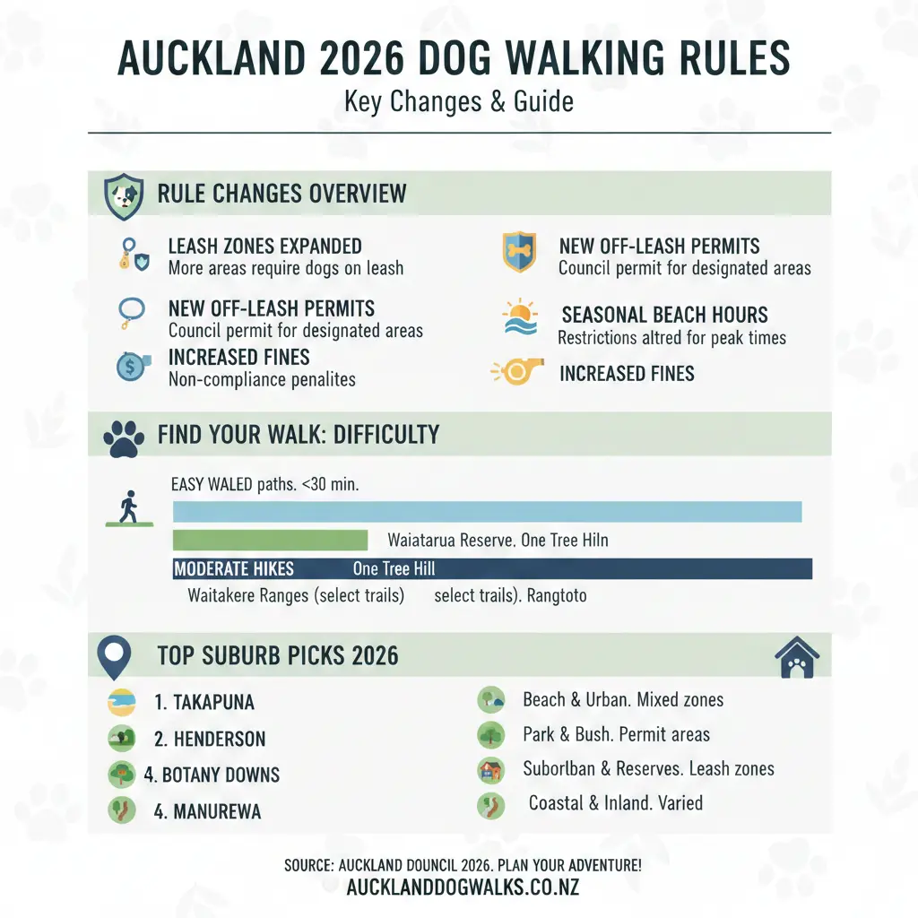 Infographic: Best Dog Walks Auckland: By Suburb and Difficulty — key facts and figures at a glance