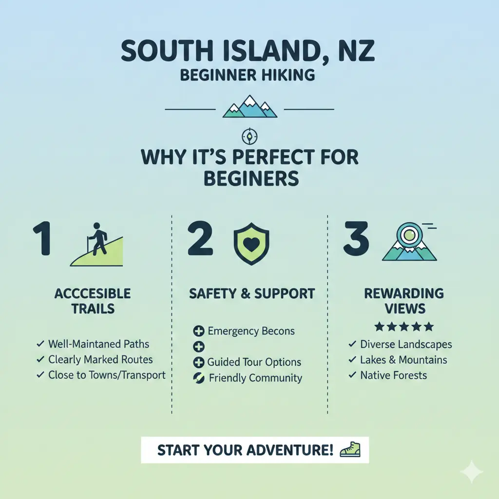 Infographic: Best Hiking Trails in the South Island for Beginners — key facts and figures at a glance