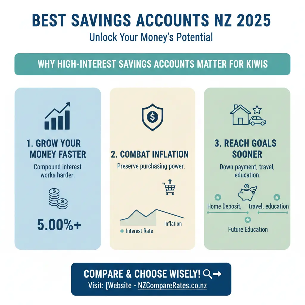 Infographic: Best Savings Accounts in NZ 2025 (Highest Interest Rates) — key facts and figures at a glance