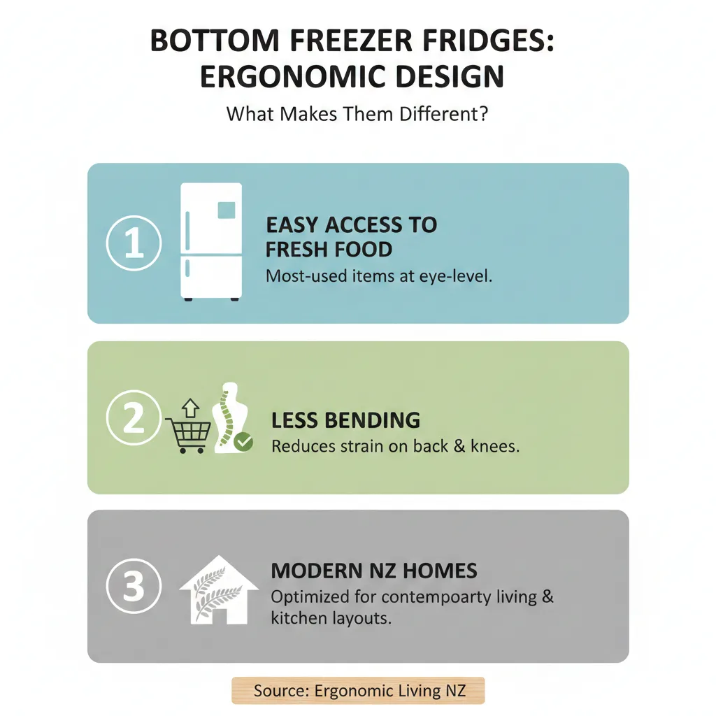 Infographic: Bottom Freezer Fridges: Ergonomic Design for Modern NZ Homes — key facts and figures at a glance