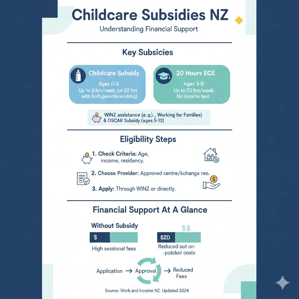 Infographic: Childcare Subsidies & Financial Support in NZ — key facts and figures at a glance