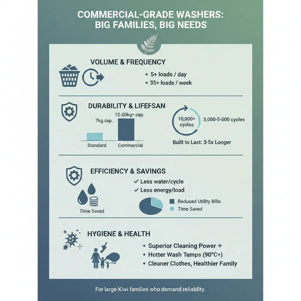 Infographic: Commercial-Grade Washing Machines for Large Kiwi Families — key facts and figures at a glance