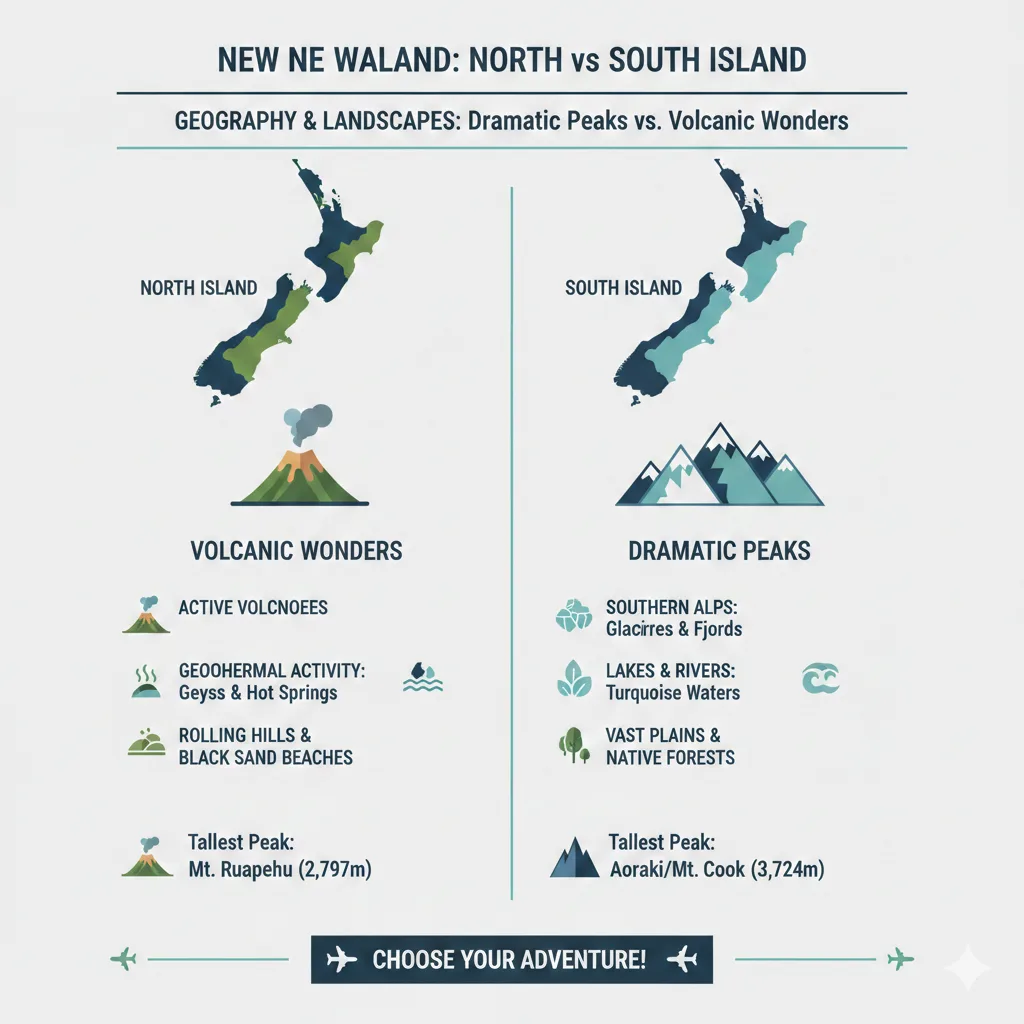 Infographic: Comparing North Island vs South Island: Which Suits Your Travel Style? — key facts and figures at a glance