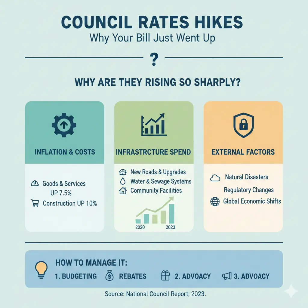 Infographic: Council Rates Hikes: Why Your Bill Just Went Up and How to Manage It — key facts and figures at a glance