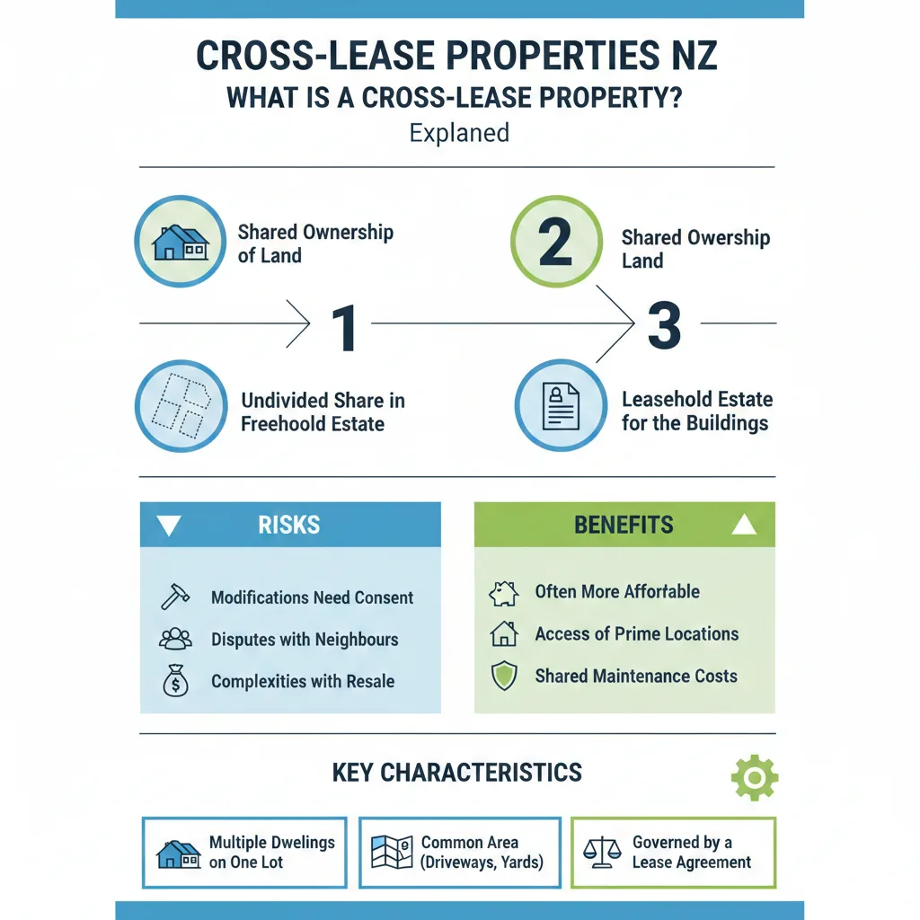 Infographic: Cross-Lease Properties NZ: Risks and Benefits Explained — key facts and figures at a glance