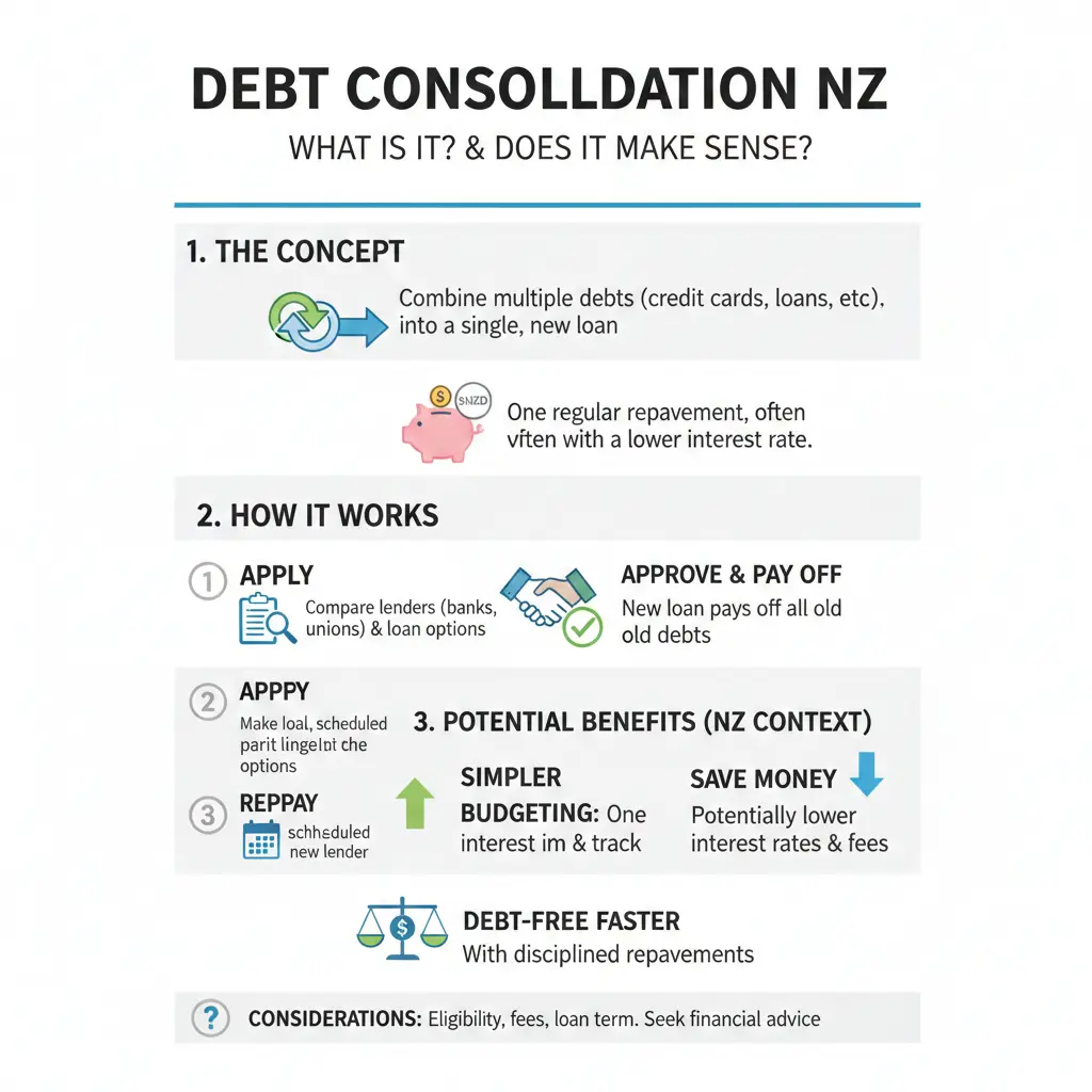 Infographic: Debt Consolidation: Does It Make Sense in NZ? — key facts and figures at a glance