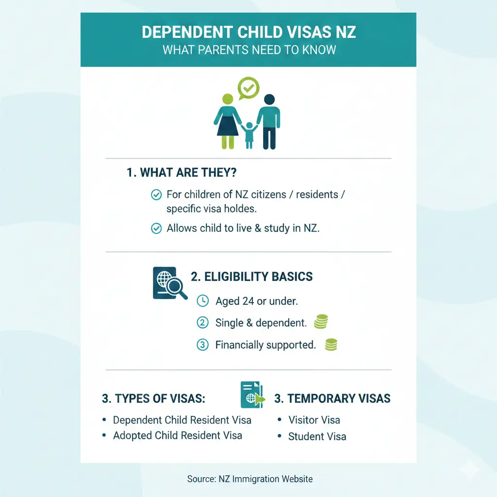 Infographic: Dependent Child Visas NZ: What Parents Need to Know — key facts and figures at a glance