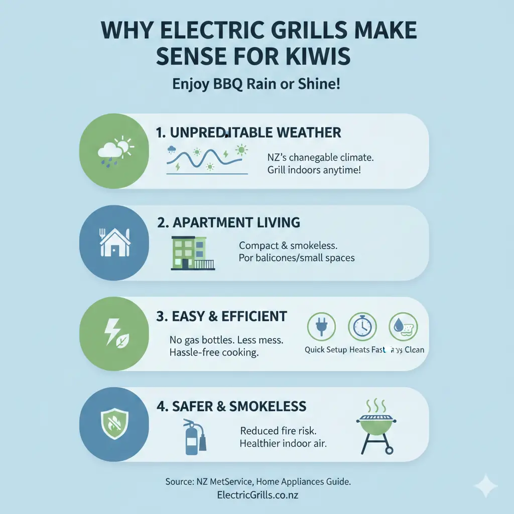Infographic: Electric Grills: Indoor BBQ for NZ Weather — key facts and figures at a glance