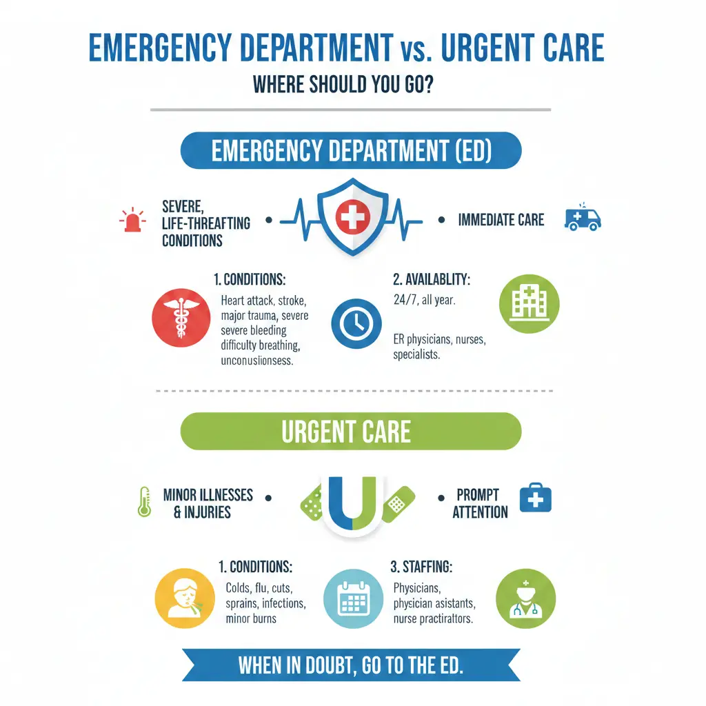 Infographic: Emergency Department or Urgent Care: Where Should You Go? — key facts and figures at a glance