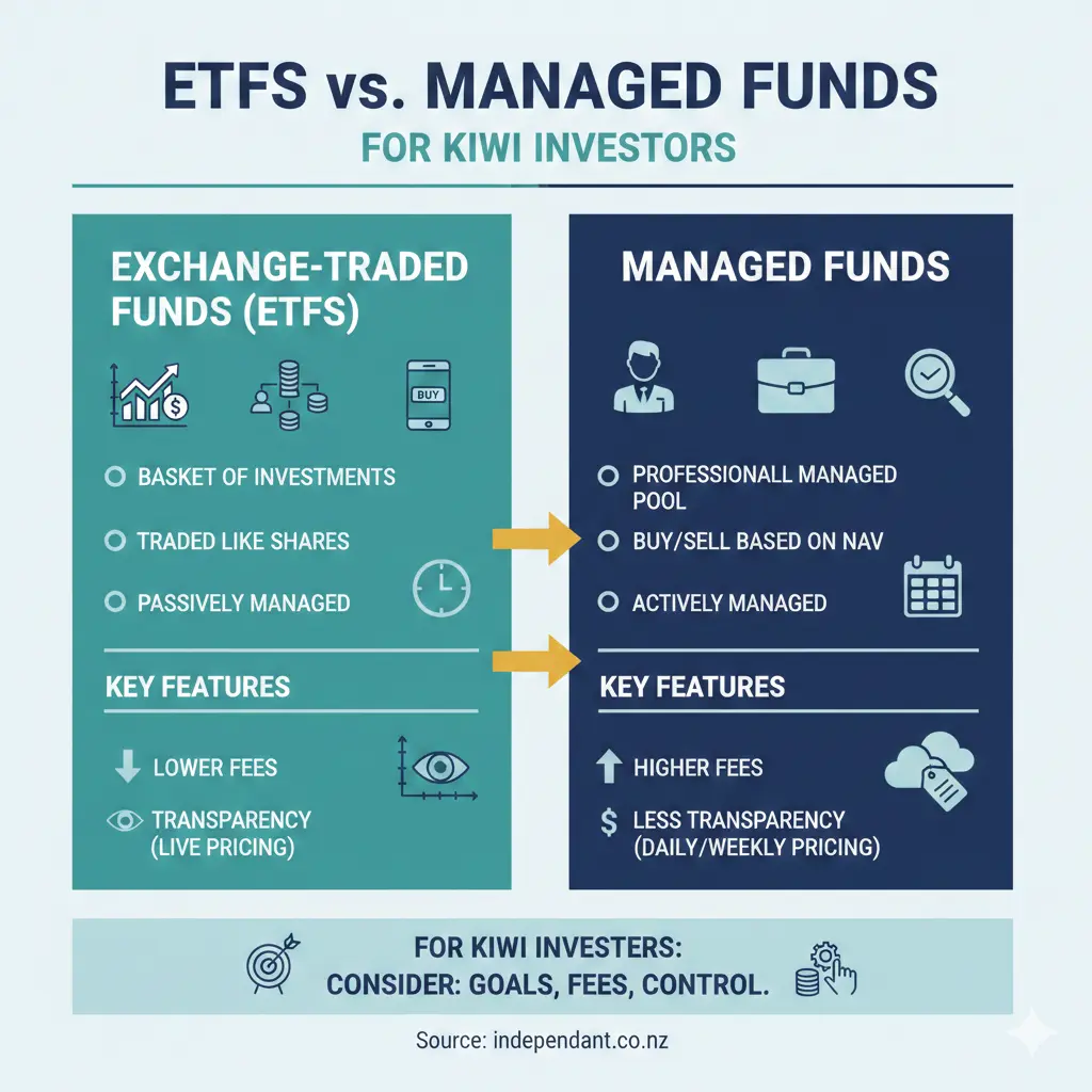 Infographic: ETFs vs Managed Funds: Which is Better for Kiwi Investors? — key facts and figures at a glance