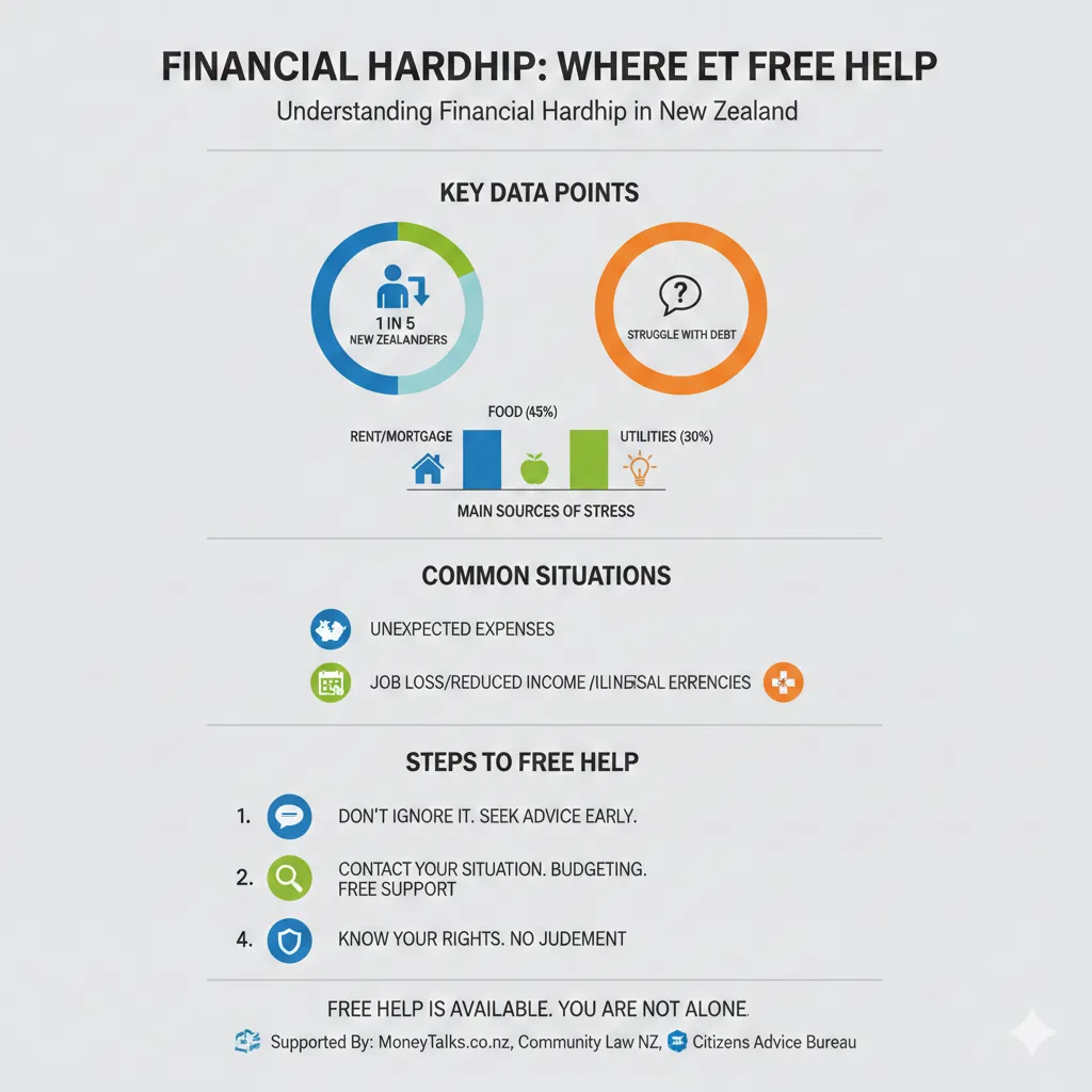 Infographic: Financial Hardship: Where to Get Free Help — key facts and figures at a glance
