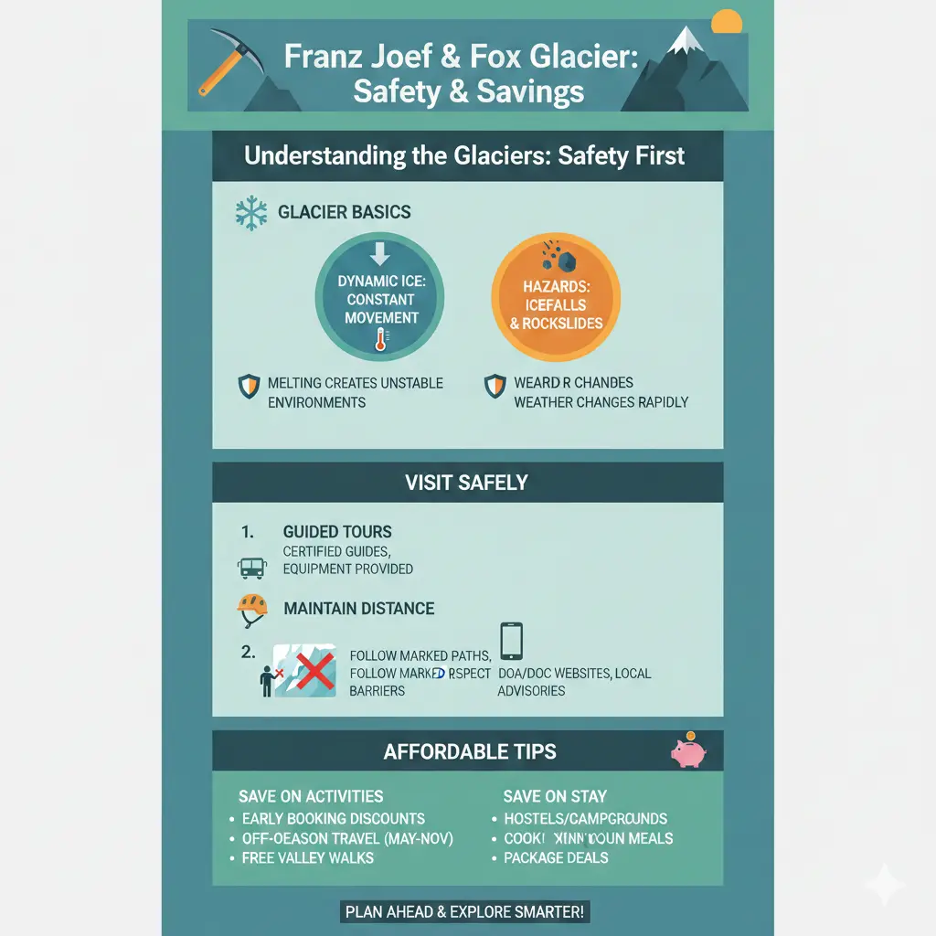 Infographic: Franz Josef & Fox Glacier: How to Visit Safely and Affordably — key facts and figures at a glance