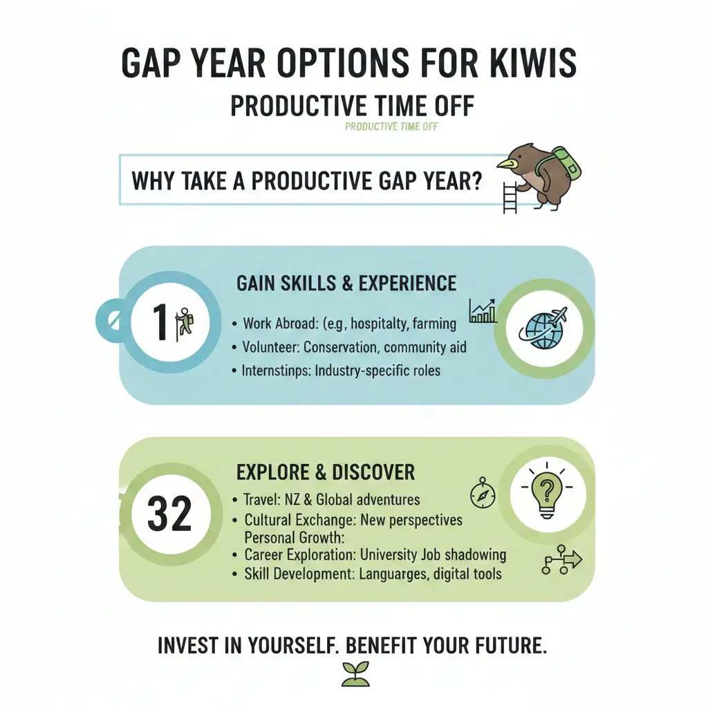 Infographic: Gap Year Options for Kiwis: Productive Time Off — key facts and figures at a glance
