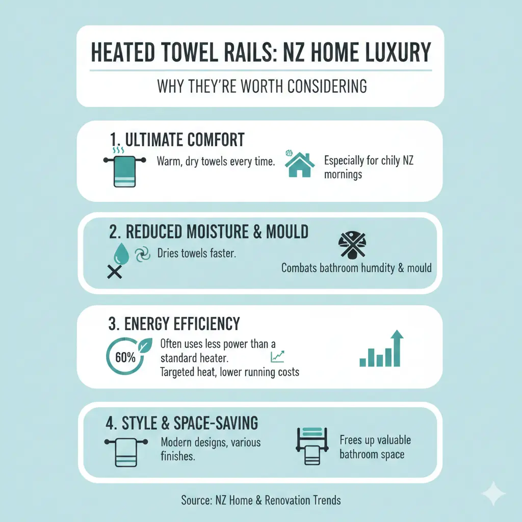 Infographic: Heated Towel Rails: Bathroom Luxury for NZ Homes — key facts and figures at a glance