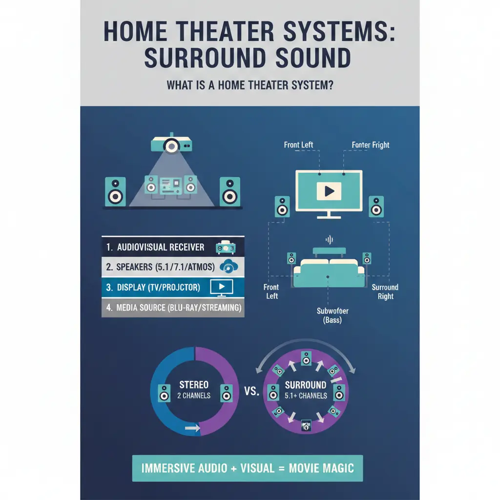 Infographic: Home Theater Systems: Surround Sound for Movie Enthusiasts — key facts and figures at a glance