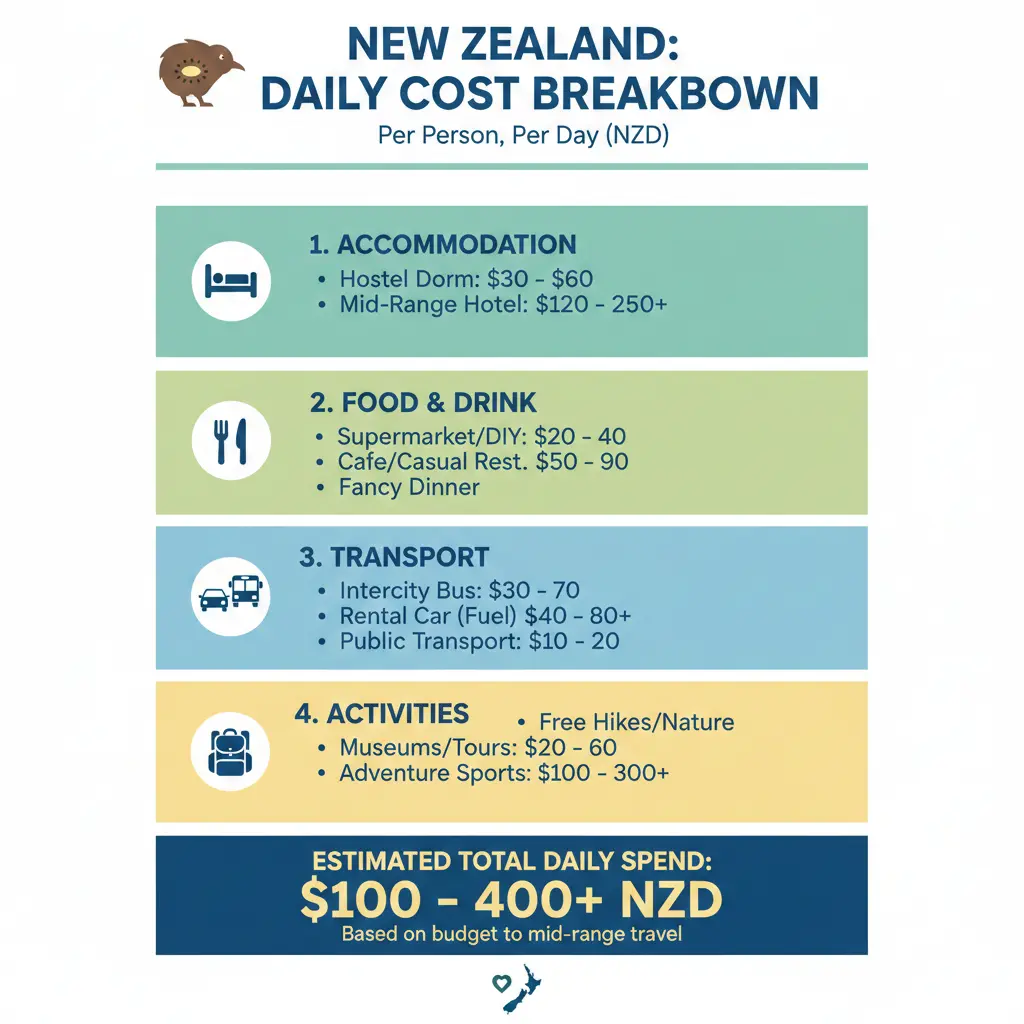 Infographic: How Much Does a Trip to New Zealand Really Cost? (Per Day & Per Itinerary Breakdown) — key facts and figures at a glance