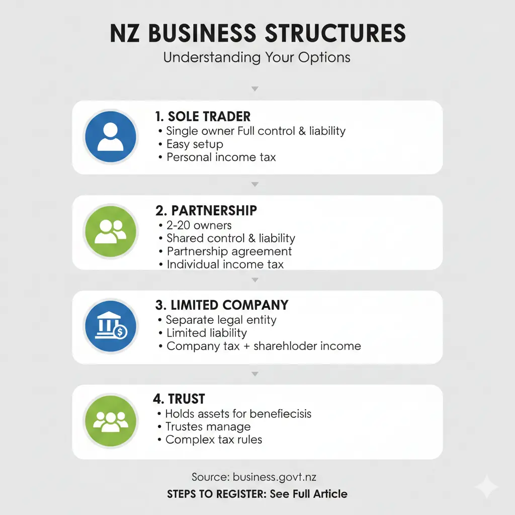 Infographic: How to Register a Business in NZ: Step-by-Step — key facts and figures at a glance