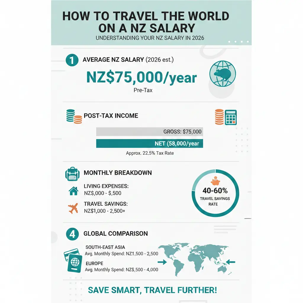 Infographic: How to Travel the World on a NZ Salary — key facts and figures at a glance