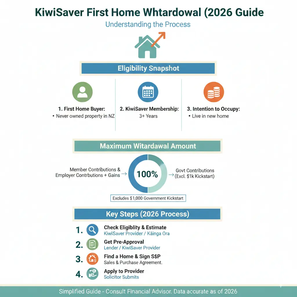 Infographic: How to Withdraw KiwiSaver for Your First Home (2026 Guide) — key facts and figures at a glance