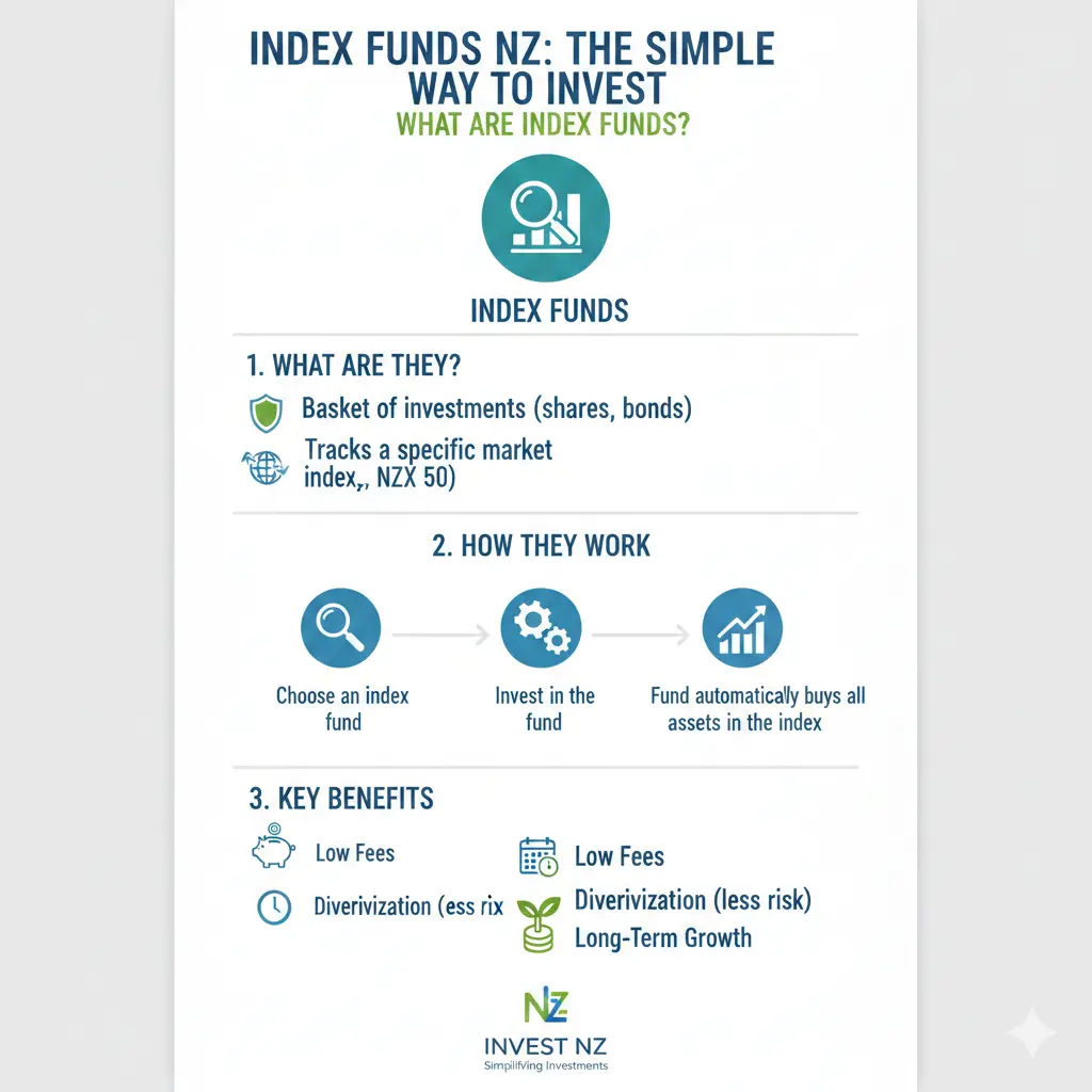 Infographic: Index Funds NZ: The Simple Way to Invest — key facts and figures at a glance