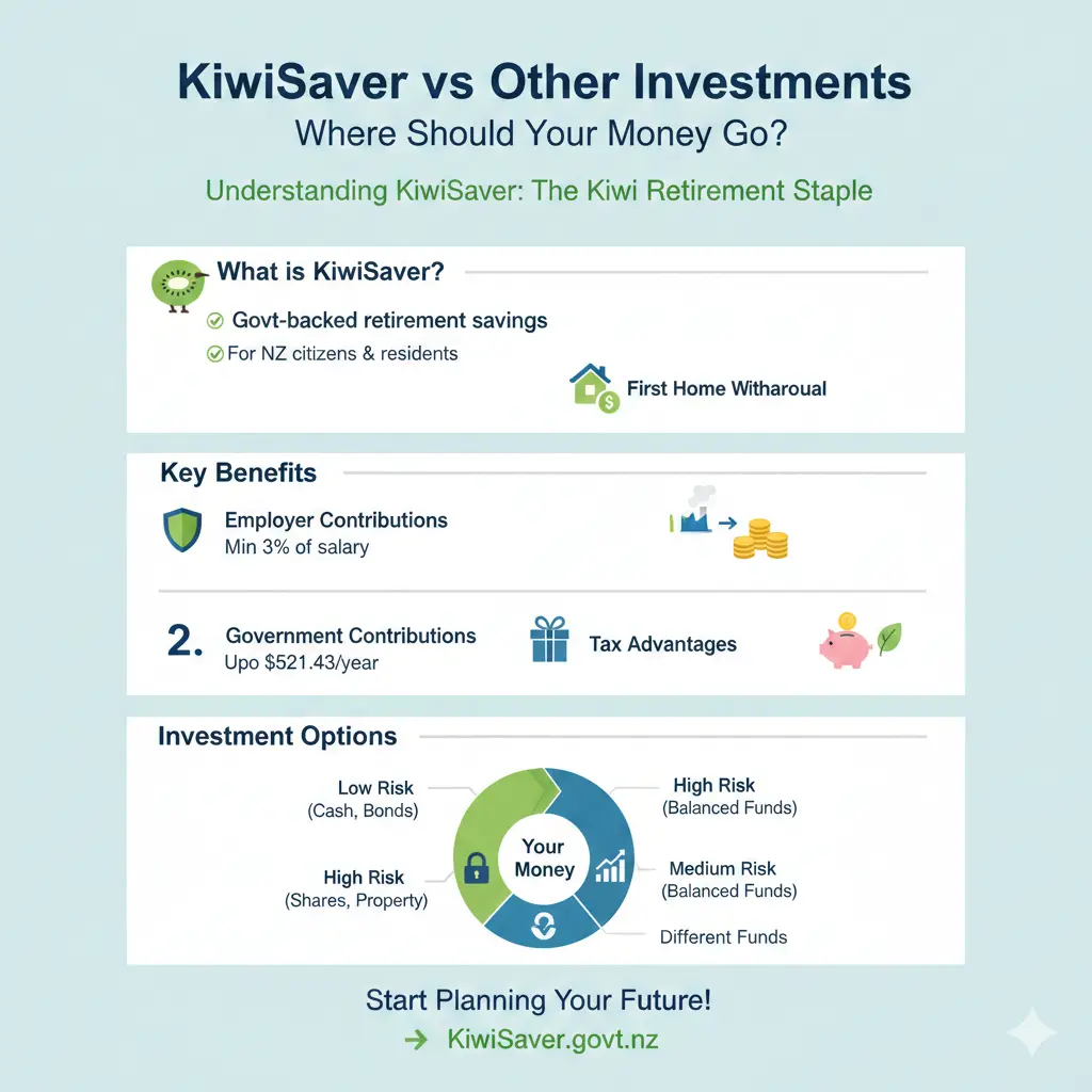 Infographic: KiwiSaver vs Other Investments: Where Should Your Money Go? — key facts and figures at a glance