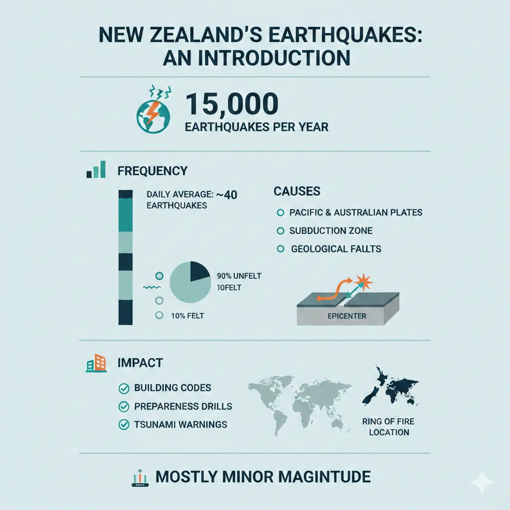 Infographic: New Zealand Experiences About 15,000 Earthquakes Per Year — key facts and figures at a glance
