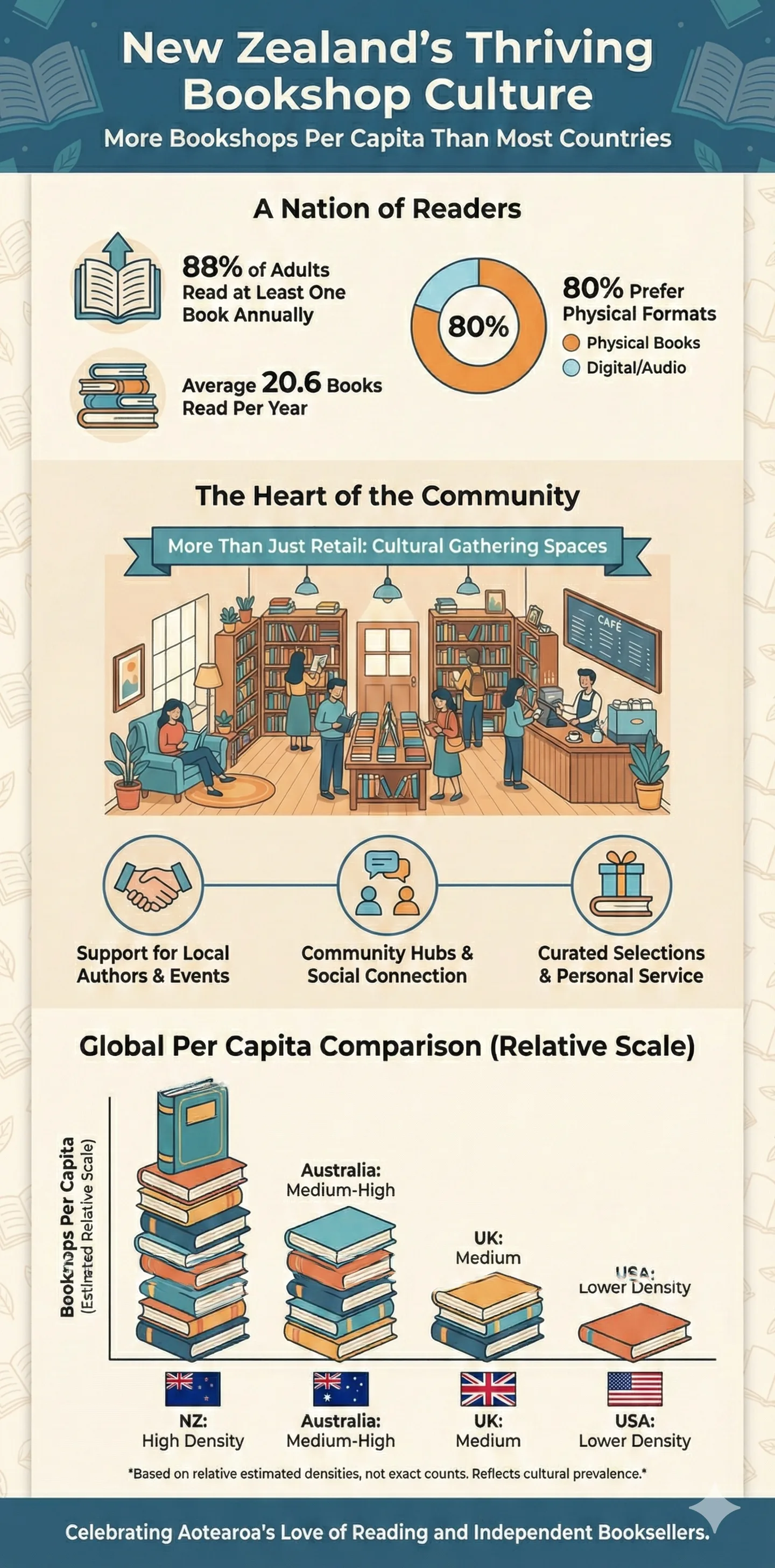 Infographic: New Zealand Has More Bookshops Per Capita Than Most Countries — key facts and figures at a glance