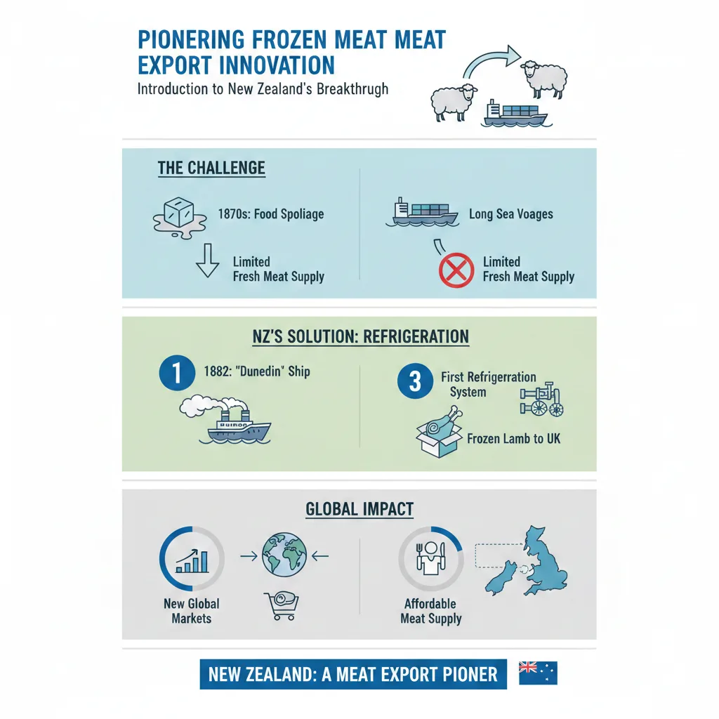 Infographic: New Zealand Pioneered Frozen Meat Export Technology — key facts and figures at a glance