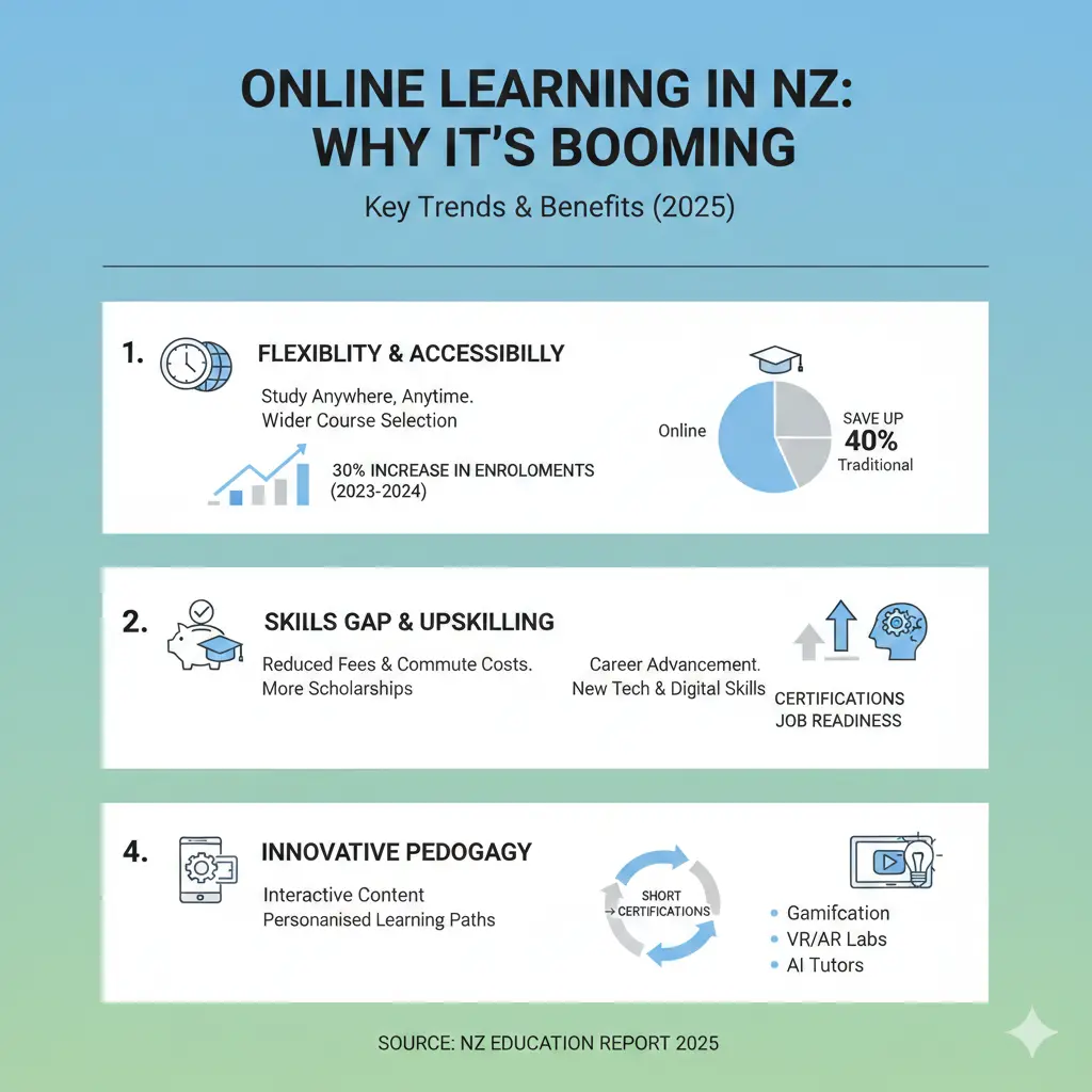 Infographic: Online Learning Platforms for NZ: Best Options 2025 — key facts and figures at a glance