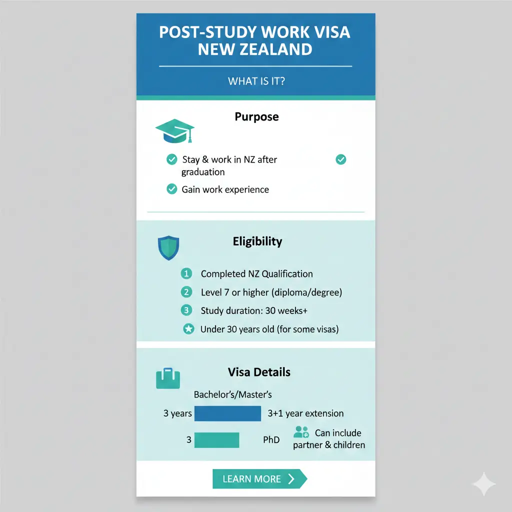 Infographic: Post-Study Work Rights in New Zealand — key facts and figures at a glance