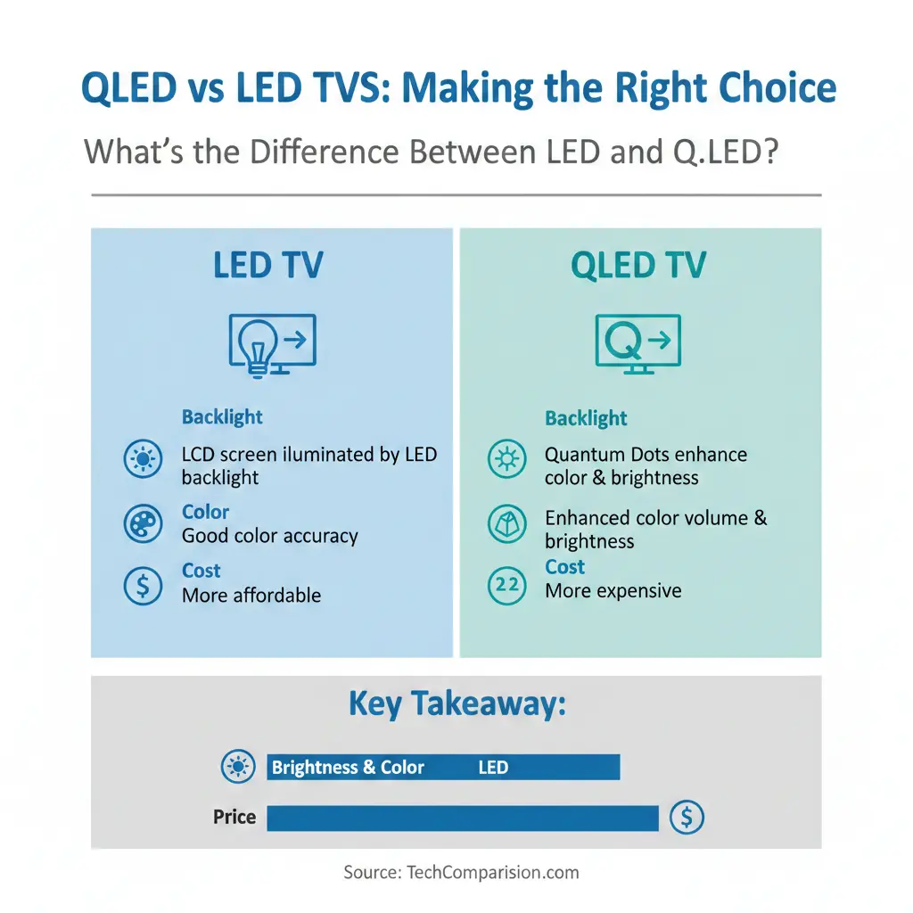 Infographic: QLED vs LED TVs: Making the Right Choice for Your Budget — key facts and figures at a glance