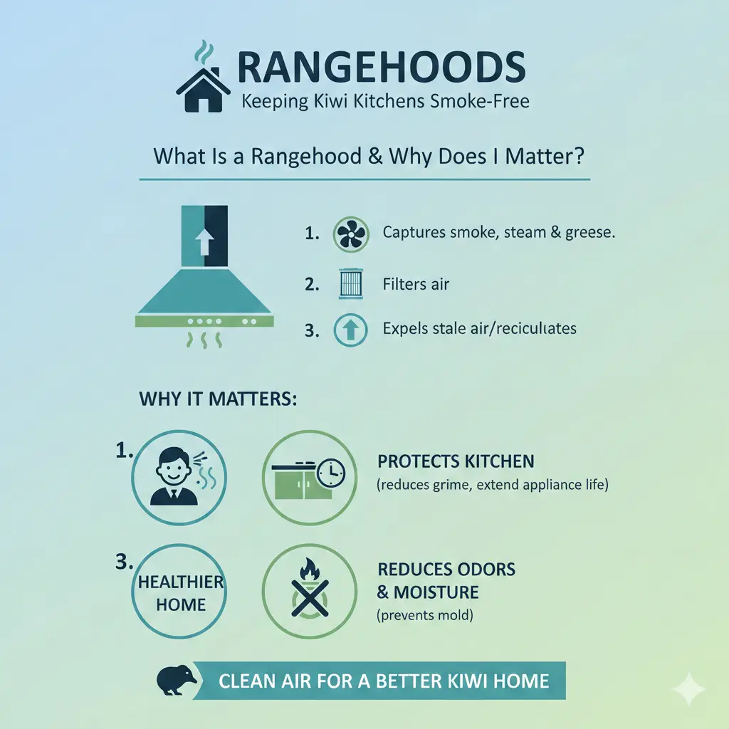 Infographic: Rangehoods: Keeping Kiwi Kitchens Smoke-Free — key facts and figures at a glance