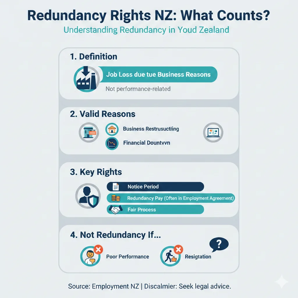 Infographic: Redundancy Rights NZ: What You're Entitled To — key facts and figures at a glance
