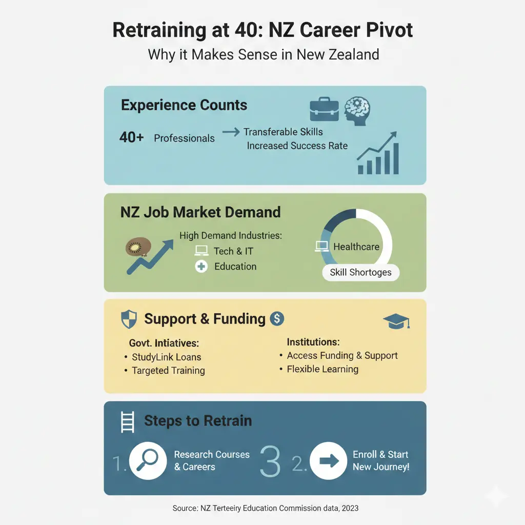 Infographic: Retraining at 40: The Best NZ Courses for a Career Pivot — key facts and figures at a glance