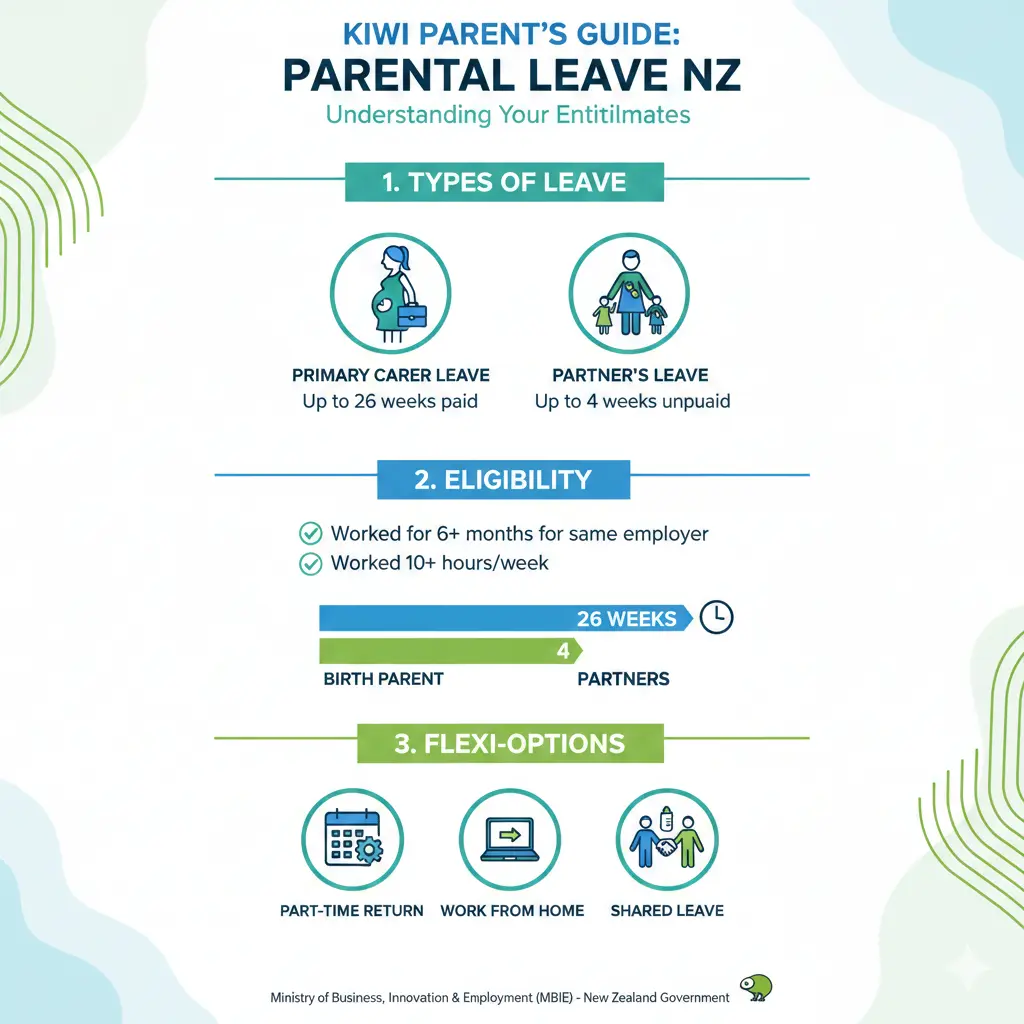 Infographic: Returning to Work After Kids: A Kiwi Parent's Guide — key facts and figures at a glance