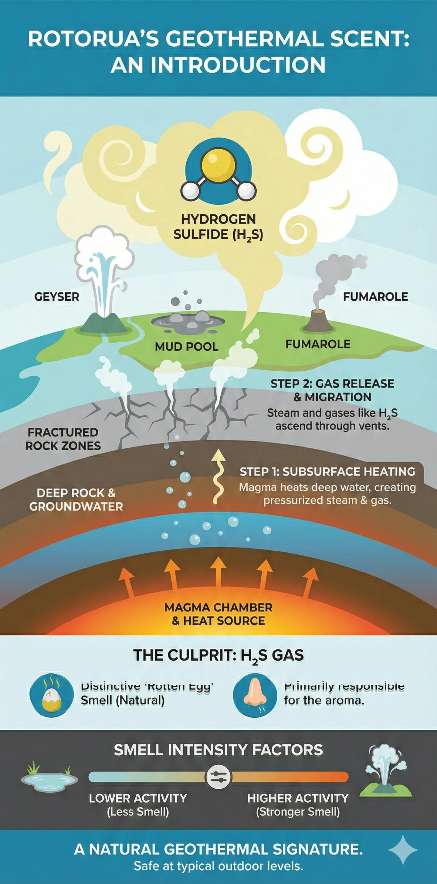 Infographic: Rotorua Smells Like Sulfur Due to Geothermal Activity — key facts and figures at a glance