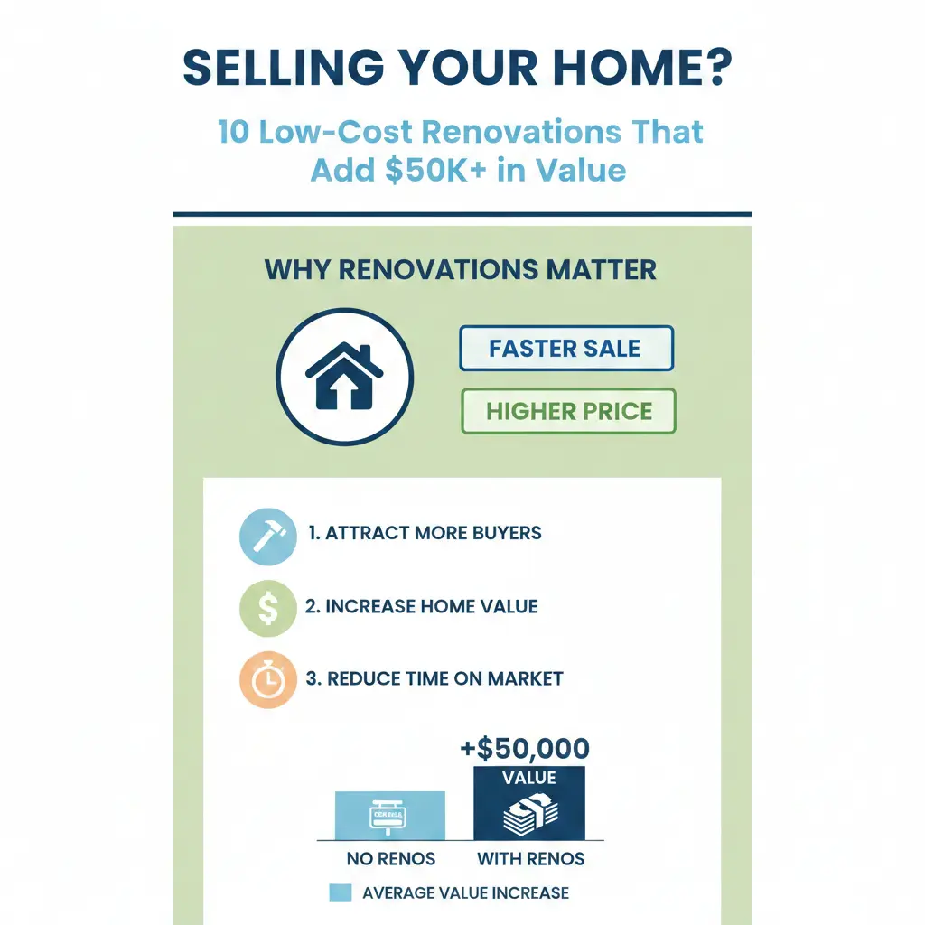 Infographic: Selling Your Home? 10 Low-Cost Renovations That Add $50k in Value — key facts and figures at a glance