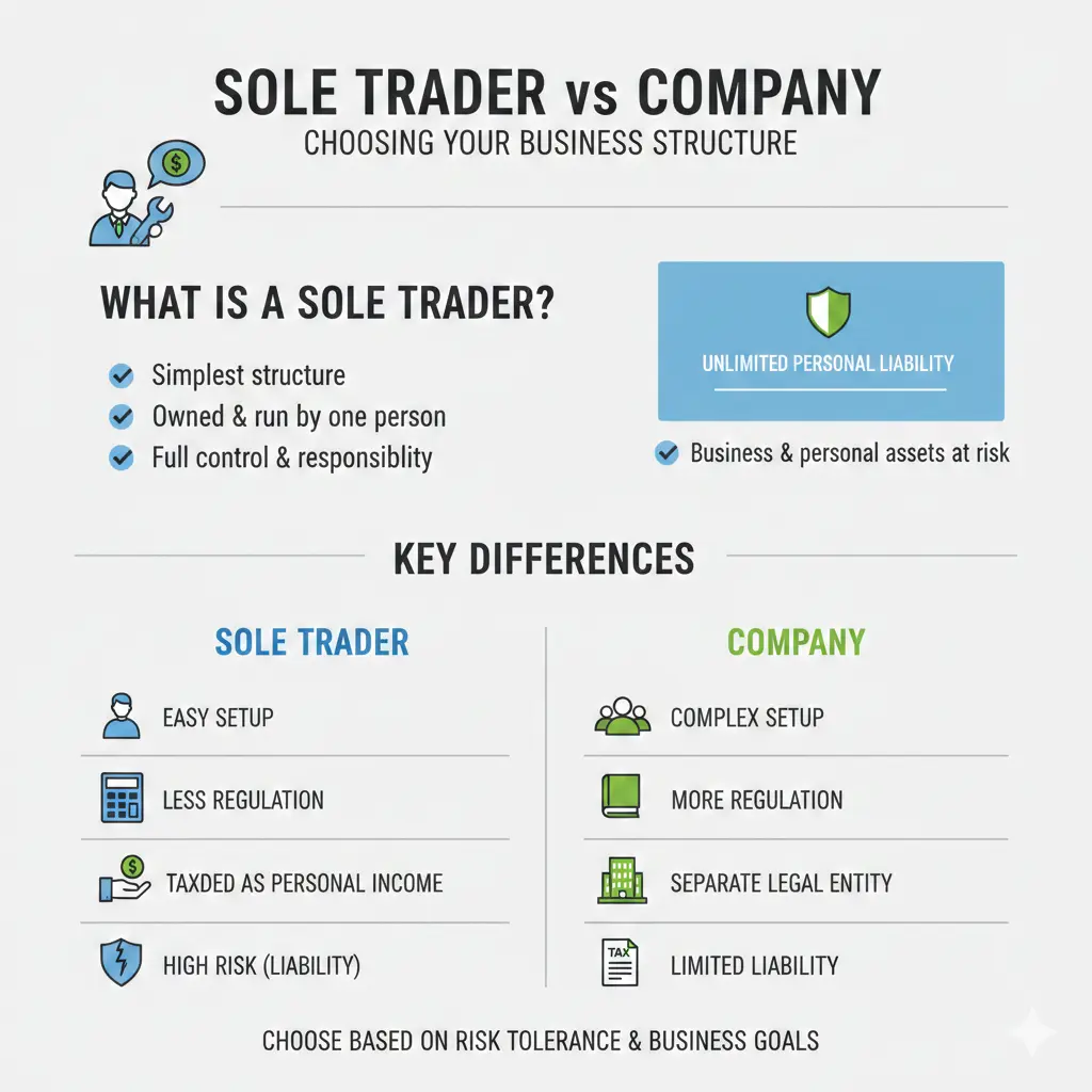 Infographic: Sole Trader vs Company: Choosing Your Business Structure — key facts and figures at a glance