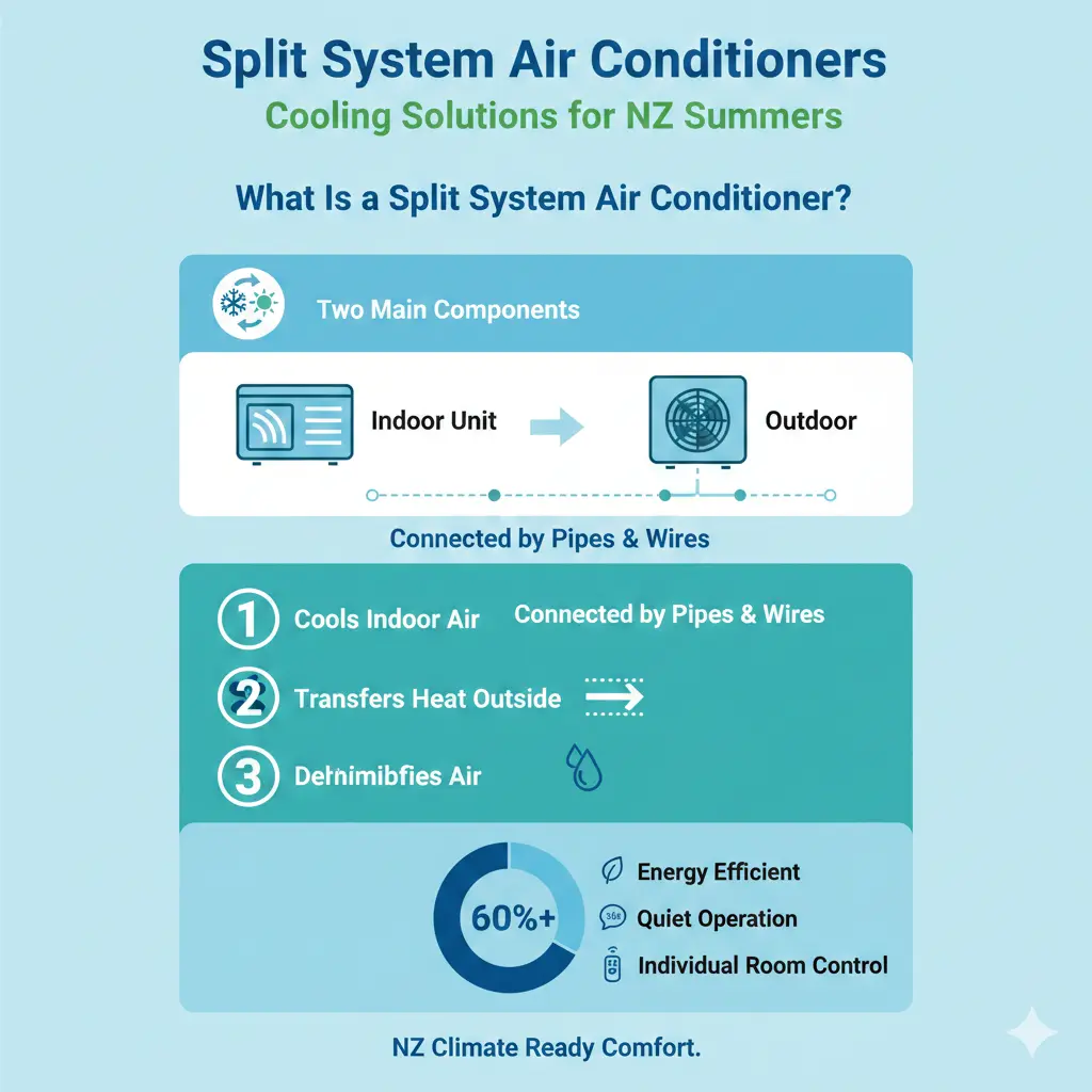 Infographic: Split System Air Conditioners: Cooling Solutions for NZ Summers — key facts and figures at a glance