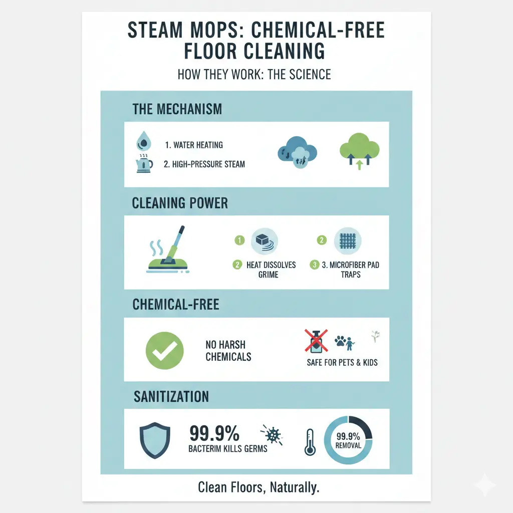 Infographic: Steam Mops: Chemical-Free Floor Cleaning — key facts and figures at a glance
