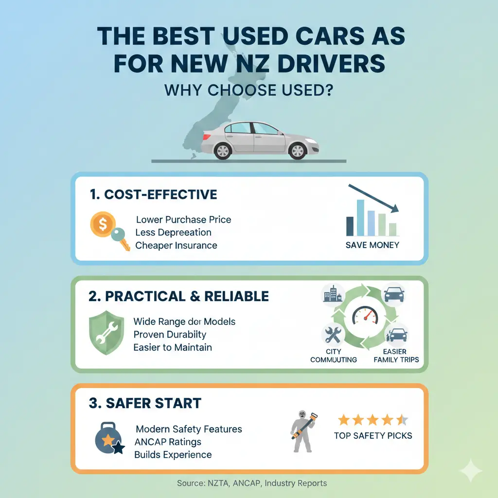 Infographic: The Best Used Cars for New NZ Drivers — key facts and figures at a glance