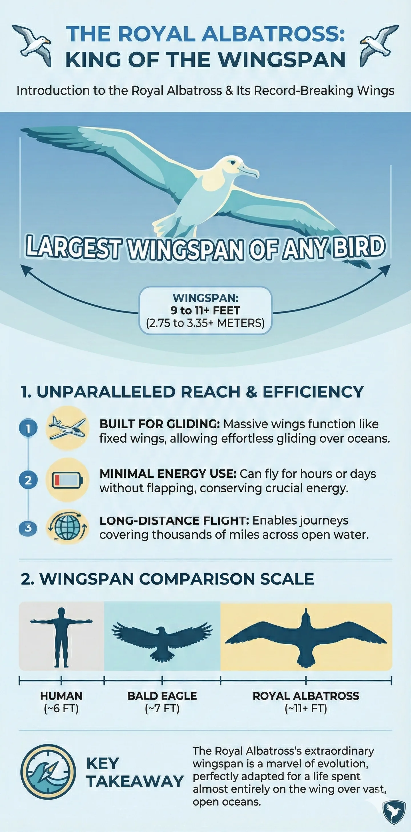 Infographic: The Royal Albatross Has the Largest Wingspan of Any Bird — key facts and figures at a glance