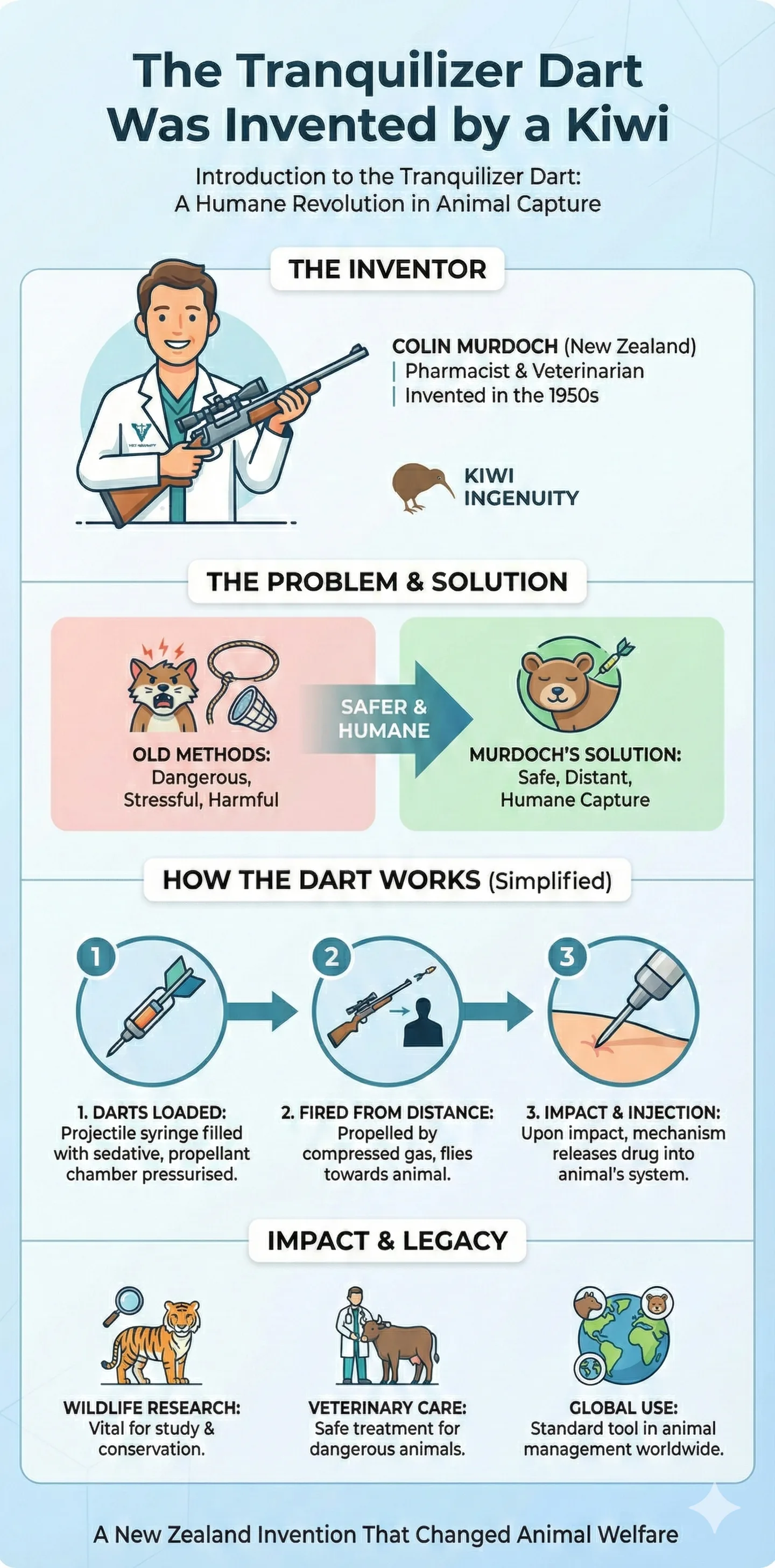Infographic: The Tranquilizer Dart Was Invented by a Kiwi — key facts and figures at a glance